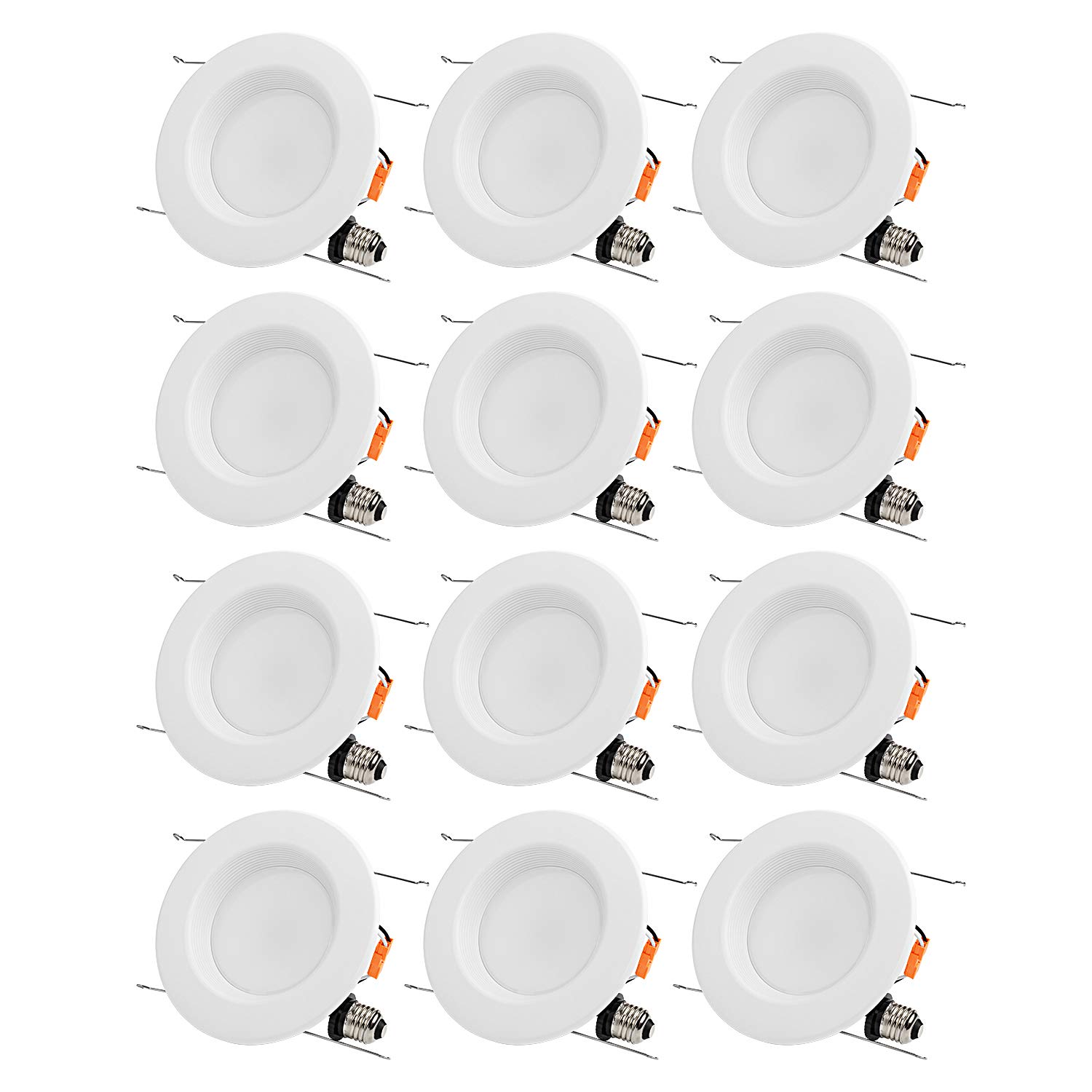 TORCHSTAR 12-Pack 6 Inch LED Downlight with Baffle Trim (5 Inch Compatible), 15W (90W Equiv.), UL Listed, CRI90 Dimmable Retrofit Lighting, 5000K Daylight