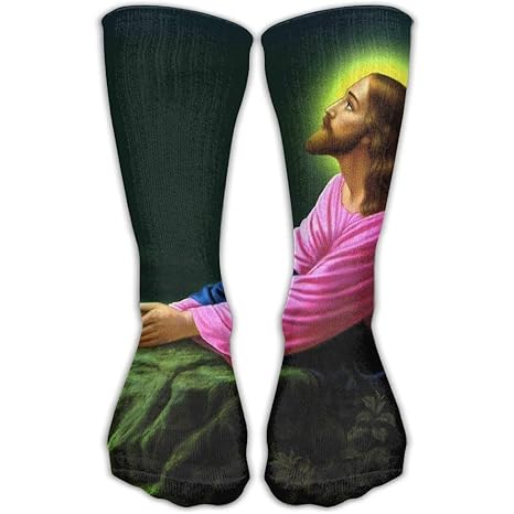 Yuerb Hohe Socken Unisex Classics Socks Jesus Christ Praying at Gethsemane Religious Christian Athletic Stockings 60CM Long S
