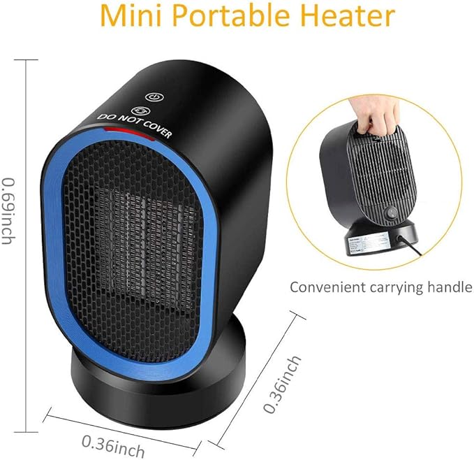 Lapden Oscillating Ceramic Heater, 600W Portable Electric Fan Heater
