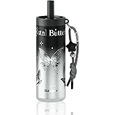 Sidagar 24 oz Insulated Tumbler Drinks Flask for Women, Stainless Steel Leak Proof Water Bottle Fits in Cup Holder Resuable Travel Coffee Mug, BPA-Free, Commute Yoga Office Travel - Crystal Butterfly