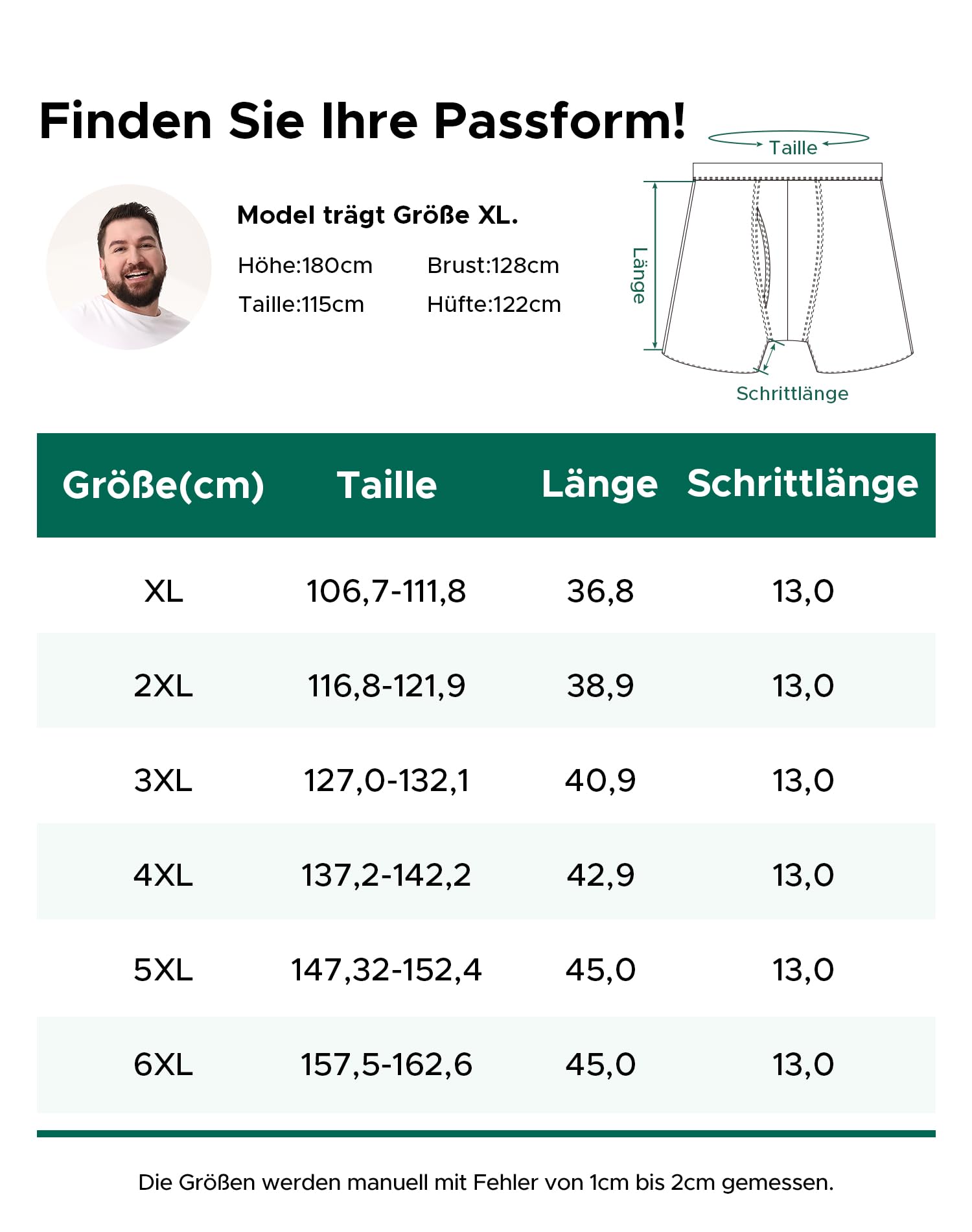 INNERSY Unterhosen Männer Große Größen Schwarz Herren Boxershorts mit Eingriff Retroshorts 4er Pack (5XL, 4 Schwarz) 6