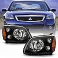 ACANII - For Black 2004-2012 Mitsubishi Galant Halogen Headlights Headlamps 04-12 Driver + Passenger Side