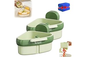 ACHUHE 2025 New Suction Cup Sink Corner Rack (Kitchen Sink Strainer Basket) (Automatic Dumping) (Space-Saving Corner Design) (Simple Kitchen Organization Rack) Corner Sink Catcher for Food Waste (Green*2)
