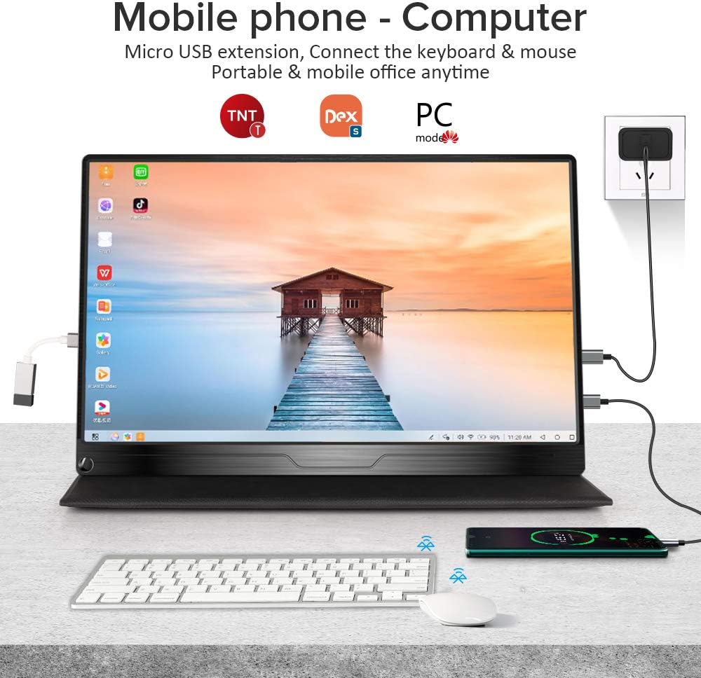Portable Monitor, Upgraded 15.6" IPS HDR 19201080 FHD Eye Care Screen USB C Gaming Monitor, Dual Speaker Computer Display HD Type-C VESA for Laptop PC MAC Phone Xbox PS4 Smart Case & Screen Protector: Computers & Accessories