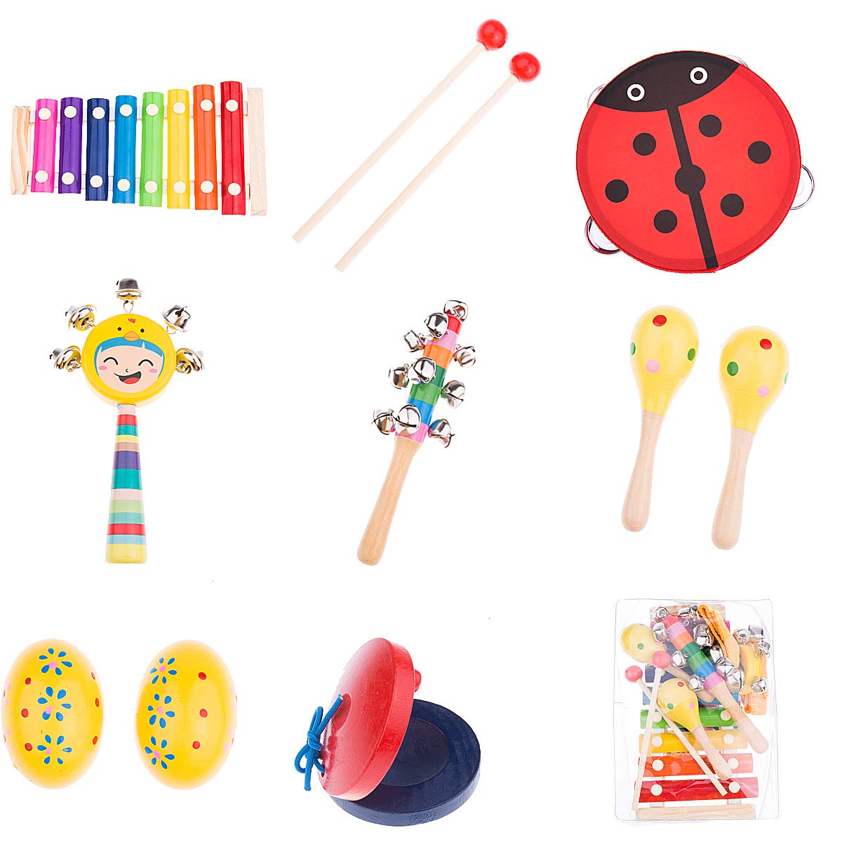 Obuby Kids Musical Instruments Set – 18 Types 24 Pcs Wooden Percussion Toys With Storage Bag, Preschool Educational Toy For Toddlers Boys Girls