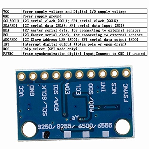 Anmbest 2PCS GY-9250 MPU9250 9-Axis 9 DOF Accelerometer, Gyroscope and Magnetometer Sensor Module 16 Bit AD Converter Data Output IIC I2C SPI
