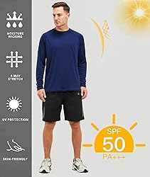 Men's Long Sleeve Swim Shirts Rashguard UPF 50+ UV