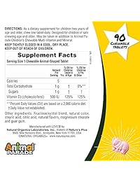 Nature 's Plus Animal Parade Vitamina D3 cereza negra 90 chwbls, Paquete de 10, 1, 1