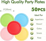 PARTY GO 9 Inch Multi Color Cloth? Paper Plates 50 Pack Red Yellow Green Blue view 2