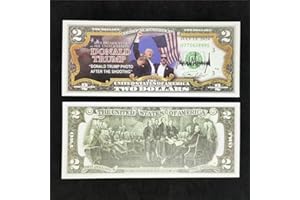 WRFLC Trump 2 Dollar Bill Commemorative Coin Replica Uncirculated $2 Bill 2024 Donald Trump Coin Uncirculated Commemorative Coin Trump Merchandise