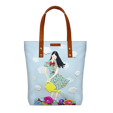 Dailyobjects Womens Tote Bag(Blue Gir-In-Flo-Anh-Tot-Bag)
