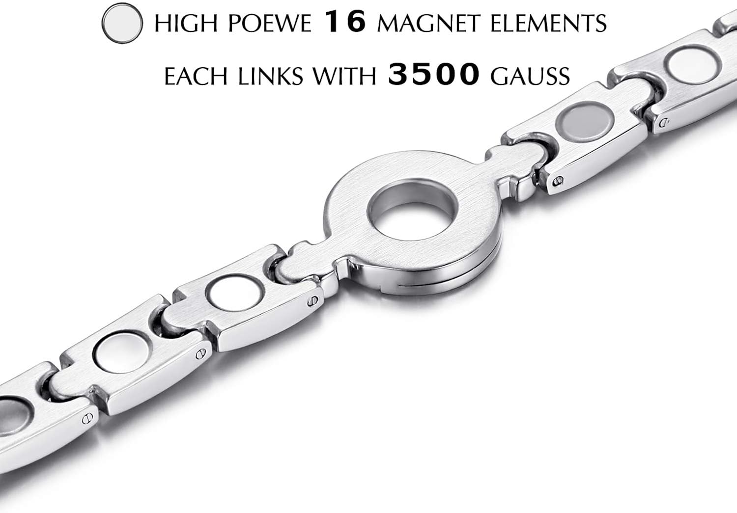 RainSo Stainless Steel Magnetic Bracelet for Women - Adjustable Silver Jewellery with Elegant Design, 21.5cm - Image 4