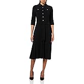 Tommy Hilfiger Womens Roll Tab Sleeves Collared Solid Jersey Shirtdress