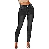 KICZOY Women's Casual Jeans Pencil Leg Pants High Stretch Mid Rise Jeans