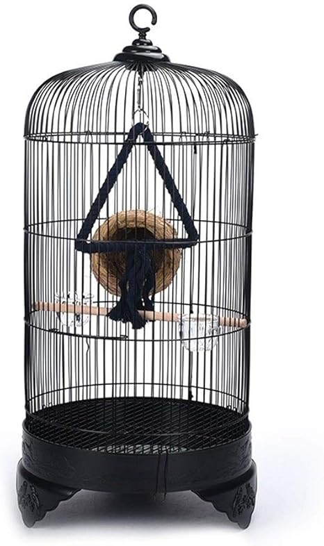 Amazon Co Jp 大型の丸い金属の鳥かご鳥の巣古典的なぶら下げ鳥かごラヴバードカナリアセキセイインコフィンチ小さなオウムオカメインコ旅行鳥かご ホーム キッチン