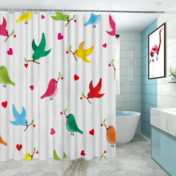 Amazon Com Yahonwa Birds Custom Bath Curtains Amazing Tweeting Bird Design Vintage House Decor Treatment Modern Home Bathroom Decor 63 W X 84 L Home Kitchen