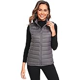 Obosoyo Women's Ultra Light Long Down Vest Winter Packable Down Jacket Lightweight Outdoor Puffer Vest Coat