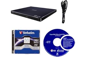 LG 6X WP50NB40 Ultra Slim Portable Blu-ray Burner Bundle with 100GB BDXL Disc and Cyberlink Burning Software