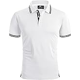 V VALANCH Mens Polo Shirts Short Sleeve Moisture Wicking Casual Athletic Golf Tennis Collared Shirts