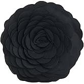 SARO LIFESTYLE Flower Design Poly Filled Throw Pillow, Black, 13"