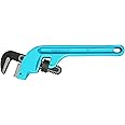 DURATECH 10-Inch Offset Pipe Wrench, Heavy Duty End Pipe Wrench, Cast Iron Handle, Adjustable Plumbing Wrench