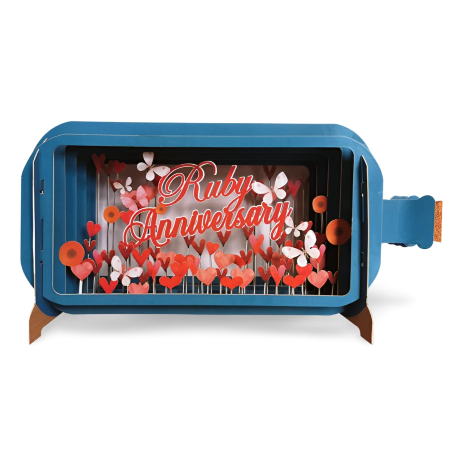 Message in A Bottle Ruby 40th Anniversary Hearts Greeting Card by Alljoy Cards MIB210