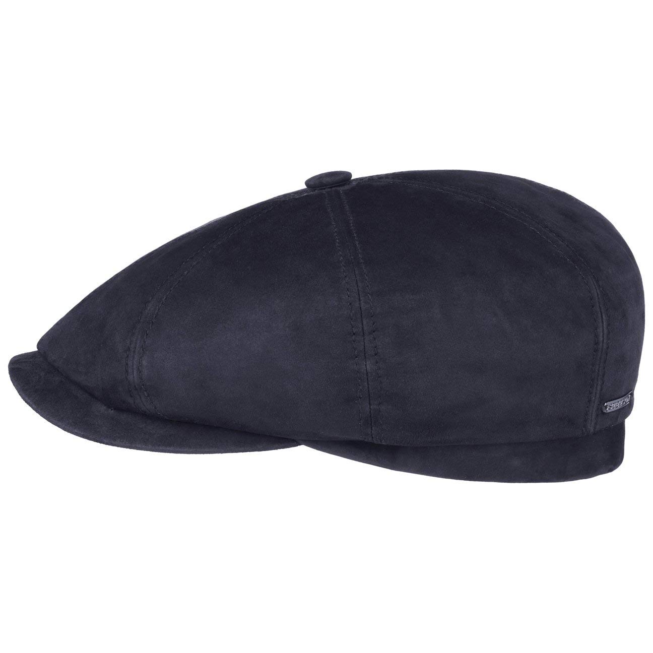 Stetson Hatteras Goat Suede Leather Flat Cap Men - Flat Cap Handmade in Germany - Men's Cap Made of Genuine Leather (Goatskin) - Flat Cap with Satin Lining - Summer/Winter Peaked Cap