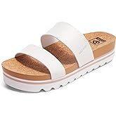 Ustogi Flatform Platform Sandals Women Arch Support Beach Slides Orthotic Summer Causal Cork Footbed Adjustable Lightweight Thick Sole Comfortable Fashion Slip on Cushion Cute 2 Strap