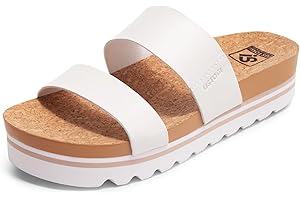 Ustogi Flatform Platform Sandals Women Arch Support Beach Slides Orthotic Summer Causal Cork Footbed Adjustable Lightweight Thick Sole Comfortable Fashion Slip on Cushion Cute 2 Strap