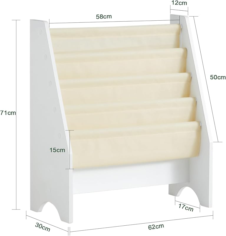 Librería Infantil 4 Bolsillos Tela Soporta hasta 25kg 62x30x71cm