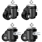 Trollastor Leveling Stem Casters, Heavy Duty with Upgraded Handle Design, 360 Degree Swivel Caster Wheels, Adjustable Casters with Feet for Workbench 2200 LBS Capacity