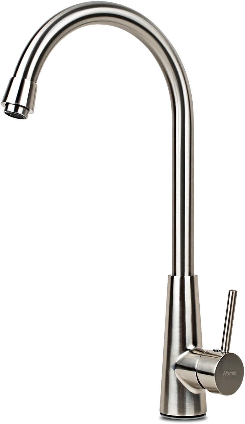 Moone Kitchen Faucet Commercial Hot&Cold Mixer Single Handle Stainless Steel Kitchen Sink Faucet 360 Degree Swivel Kitchen Tap,Brushed Nickel