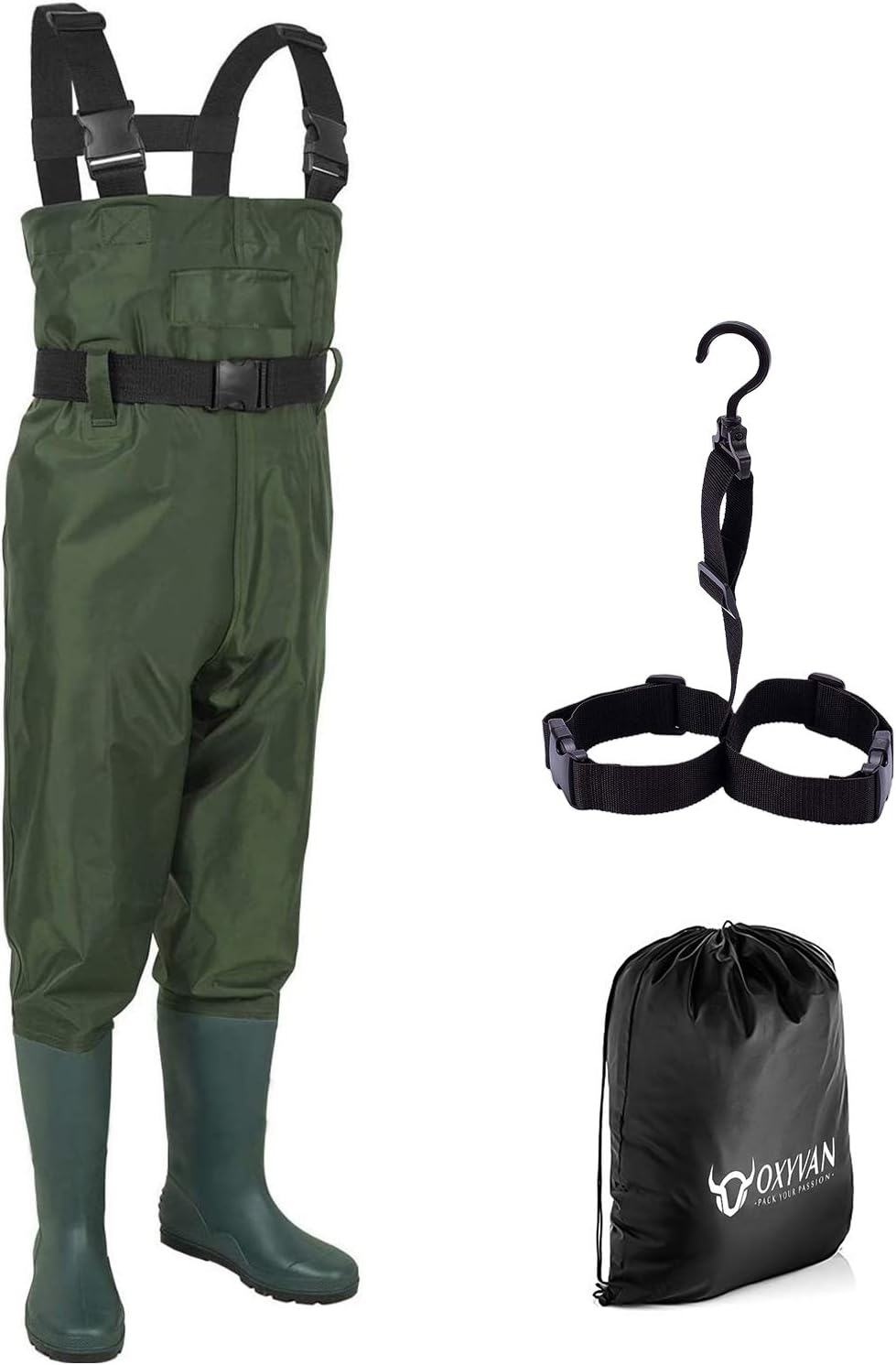 OXYVAN Chest Fishing Waders for Kids, Waterproof Lightweight Youth Waders with Boots, Nylon/PVC Toddler Waders with Boot Hanger for Fishing & Hunting : Sports & Outdoors