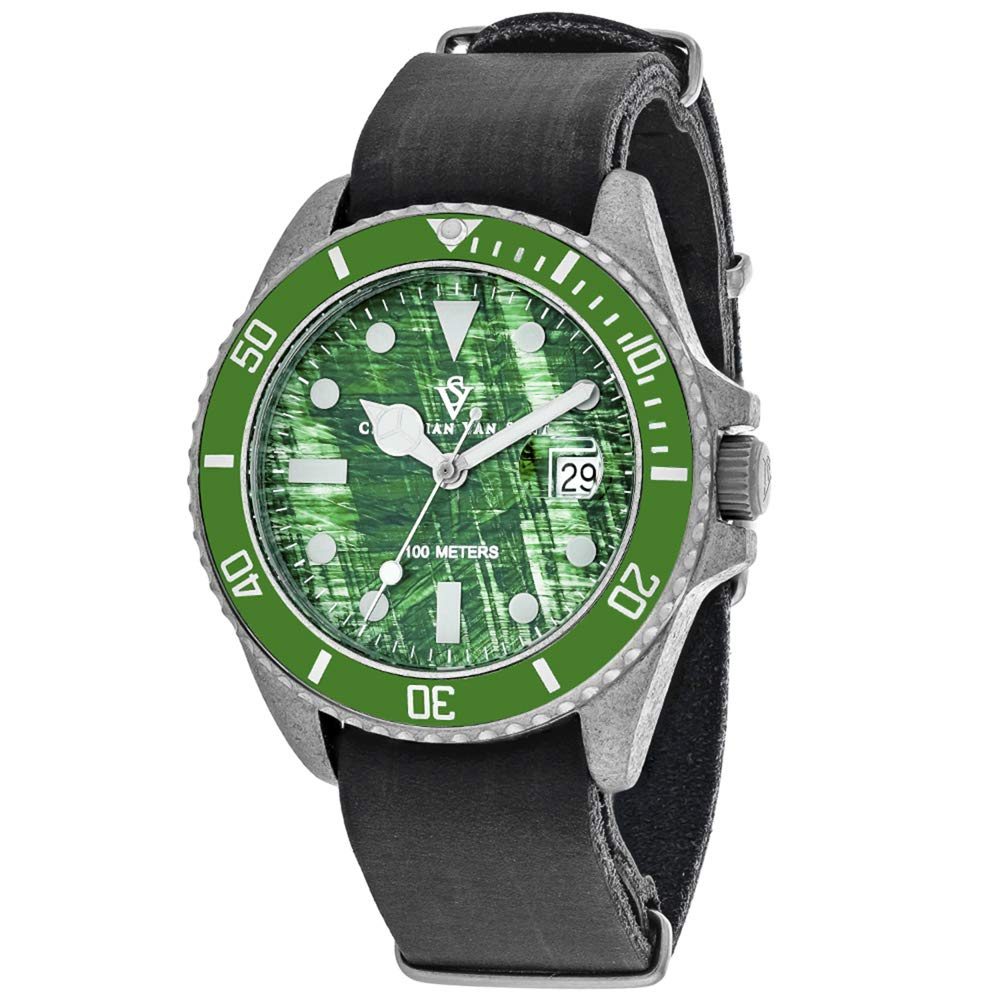 Christian Van Sant CV5202B Montego Reloj analógico vintage de cuarzo negro para hombre