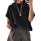 ZDC Womens Oversized Turtleneck Sweaters Short Batwing Sleeve Casual Slouchy Loose Fit Lightweight Pullover Knit Tops