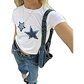 Y2k Cute Star Bow Graphic Print Baby Tees Shirt Women Short Sleeve Fruit Cherry Aesthetic Teens Girl Crop Tops