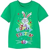 HILEELANG Toddler Boy Easter Tee Shirts BunnyGraphic Short Sleeve Holiday Summer Cotton Casual Crewneck T Shirt