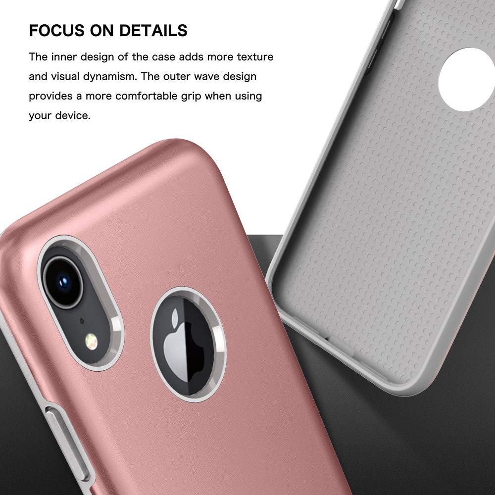 iPhone 2018 Case, 6.1 Inch, Androgate [Pearl Series] Hybrid Matte Protective Back Cover Bumper Case for Apple iPhone 2018 6.1’’, Pink Gold