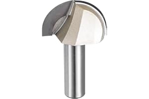 HARFINGTON 1pcs Router Bit Core Box 1/2 Shank 1-1/2 Inch Cutting Dia. Round Nose Router Bit 1 Flutes Carbide Cove Box Cutter 