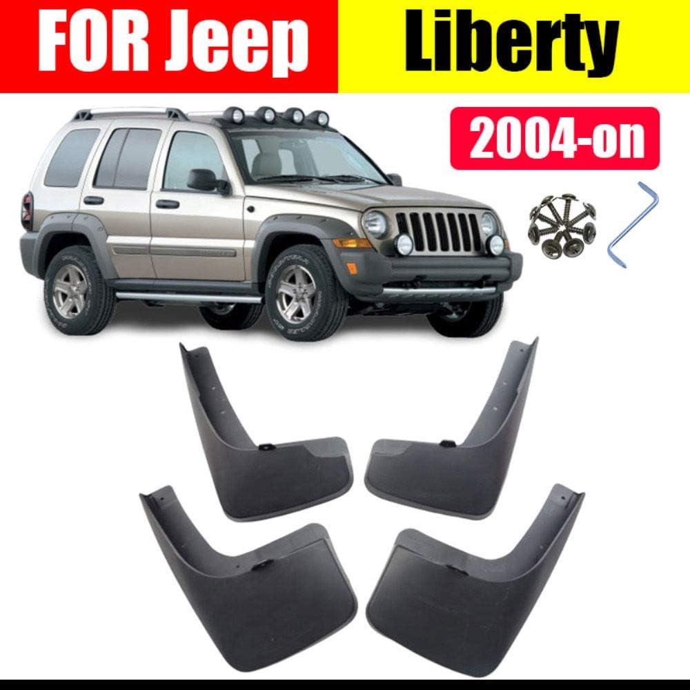 Black 4Pcs Car Mud Flaps Mudguards, for Jeep Liberty 2004-2020 Front & Rear Splash Guards Auto Fender Styling & Body Fittings, with Installing Screw Nails
