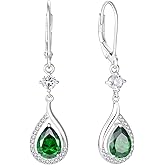 Vinoya Teardrop Birthstone Earrings for Women 925 Sterling Silver Cubic Zirconia White/Yellow Gold Plated Dangle Drop Earrings Jewelry for Her