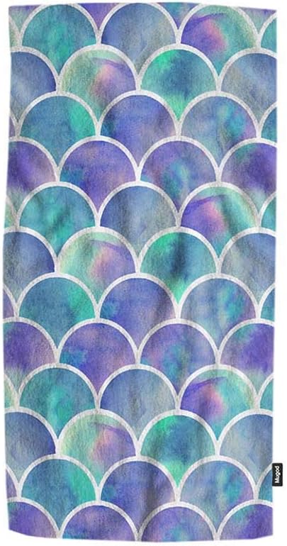 Amazon Com Mugod Towel Watercolor Rainbow Scales Of Mermaid