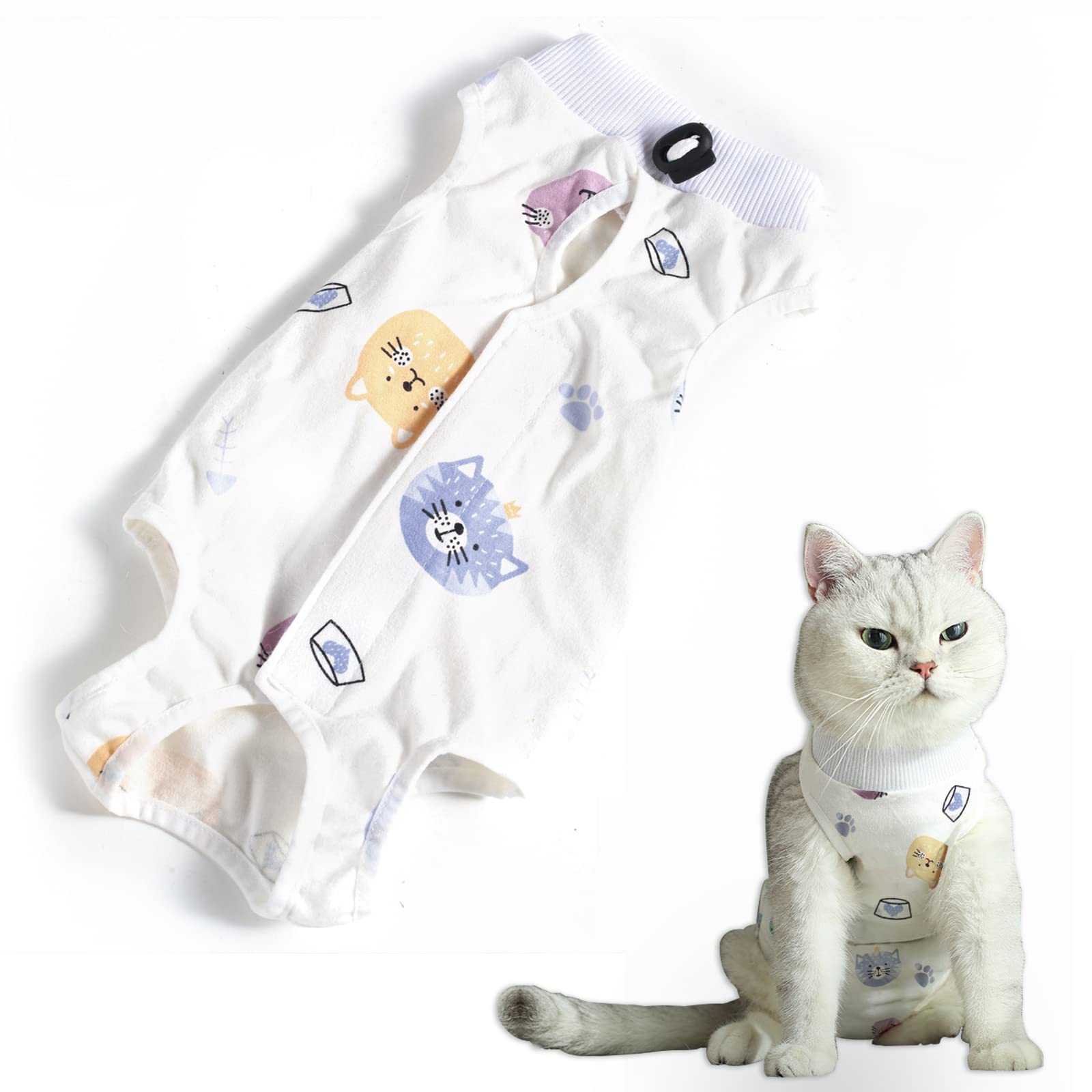 Cat Professional Recovery Suit，Body Suits for Abdominal Wounds or Skin Diseases，E-Collar Alternative for Cats, Onesie Cat Clothes After Surgery Collar & Cone Alternative — image 1