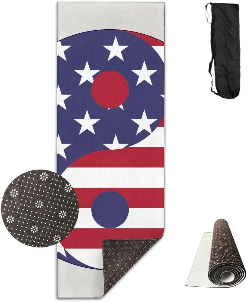 QNKUqz American Flag Yin Yang Deluxe Yoga Mat Aerobic Exercise Pilates