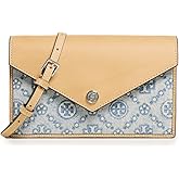 Tory Burch Women's T Monogram Denim Envelope Chain Wallet, Powder Blue, One Size