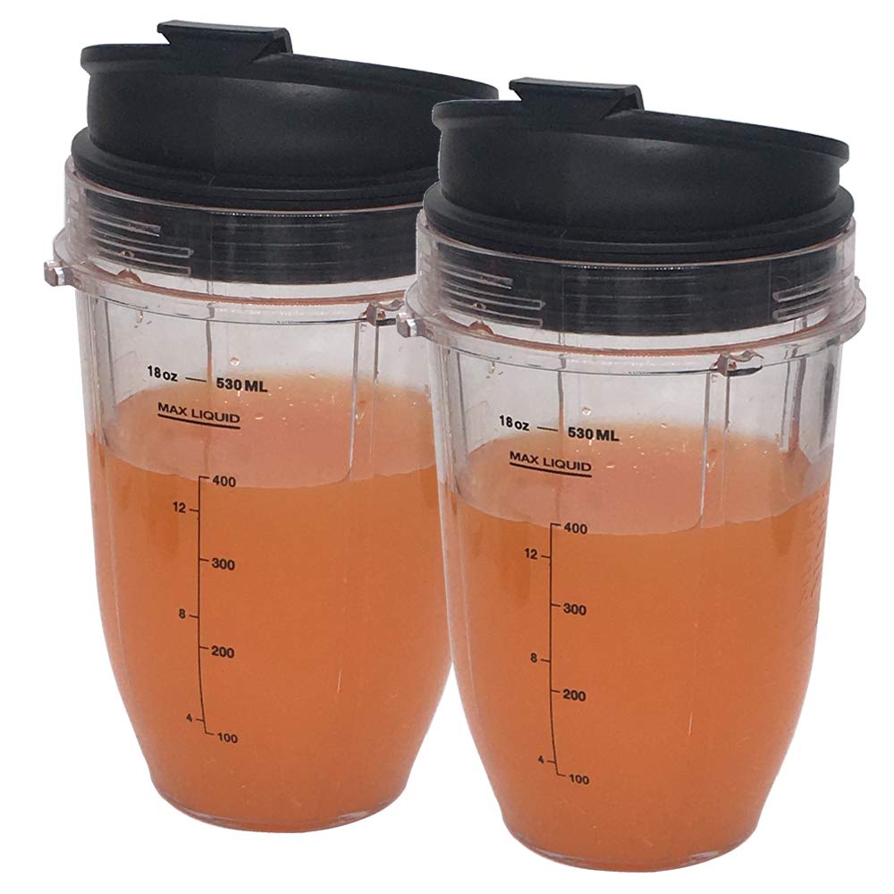 Photo 1 of 2pcs Replacement 18oz Jar cup with Sip N Seal Flip Lids?Compatible with 900w 1000w Nutri Ninja Blender Auto iQ 900w 1000w& Nutri Ninja Blender Auto iQ series (