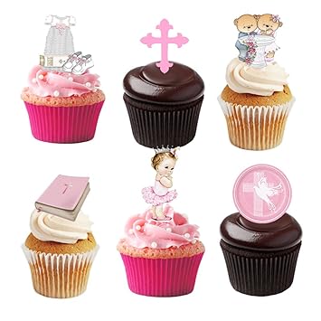 30 Stand Up Edible Wafer Paper Christening Baby Girl Toppers