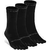 aomagic Toe Socks Men Women Athletic Running Coolmax Five Finger Crew Socks Comfortable Breathable Lightweight 3-Pairs