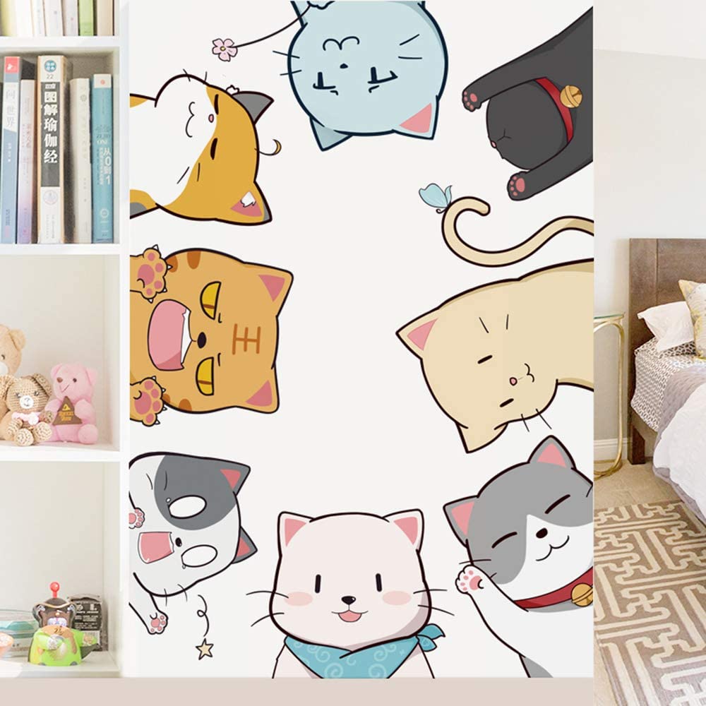 Buer Homie Cat Wall Decals & Wallpaper - Animal Wall Stickers for Kids Bedrooms