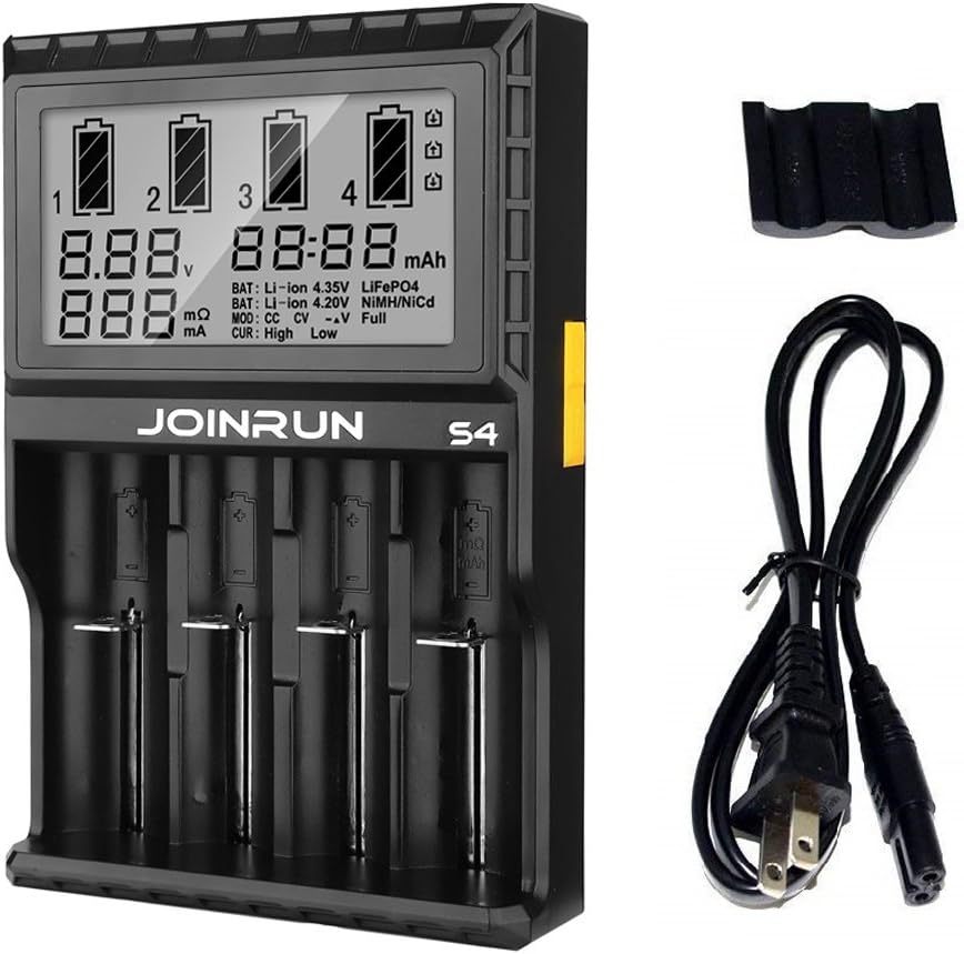 Crazefoto Universal Smart Battery Charger Intelligent 4 Slot LCD Display Miboxer Rechargeable Batteries Charging 18650 AA C 26650 18490 18350 17670 RCR123 14500 Li-ion Ni-MH Ni-CD Battery Charger